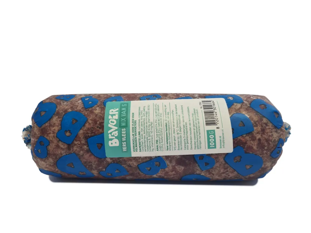 Bravoer 5-diersoorten (Rund, Eend, Kalkoen, Paling & Zalm) 10 x 1 kg