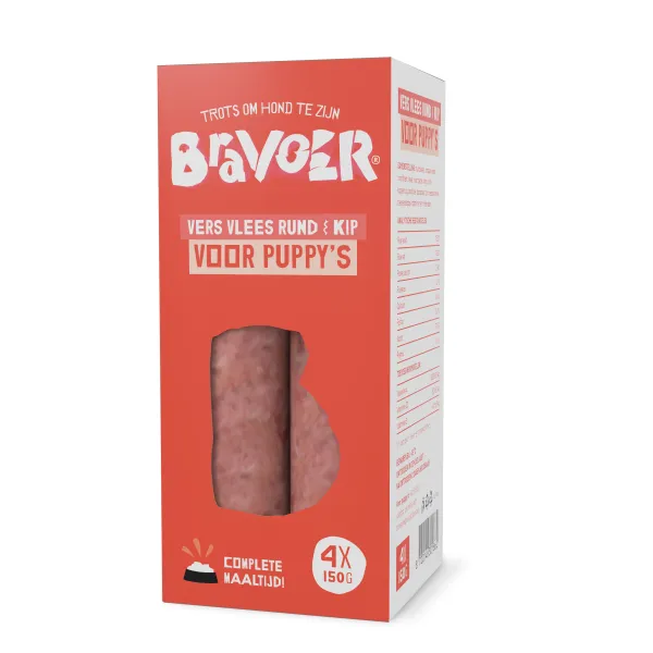 Bravoer Puppy (Rund & Kip) 12 x ( 4 x 150 gram)